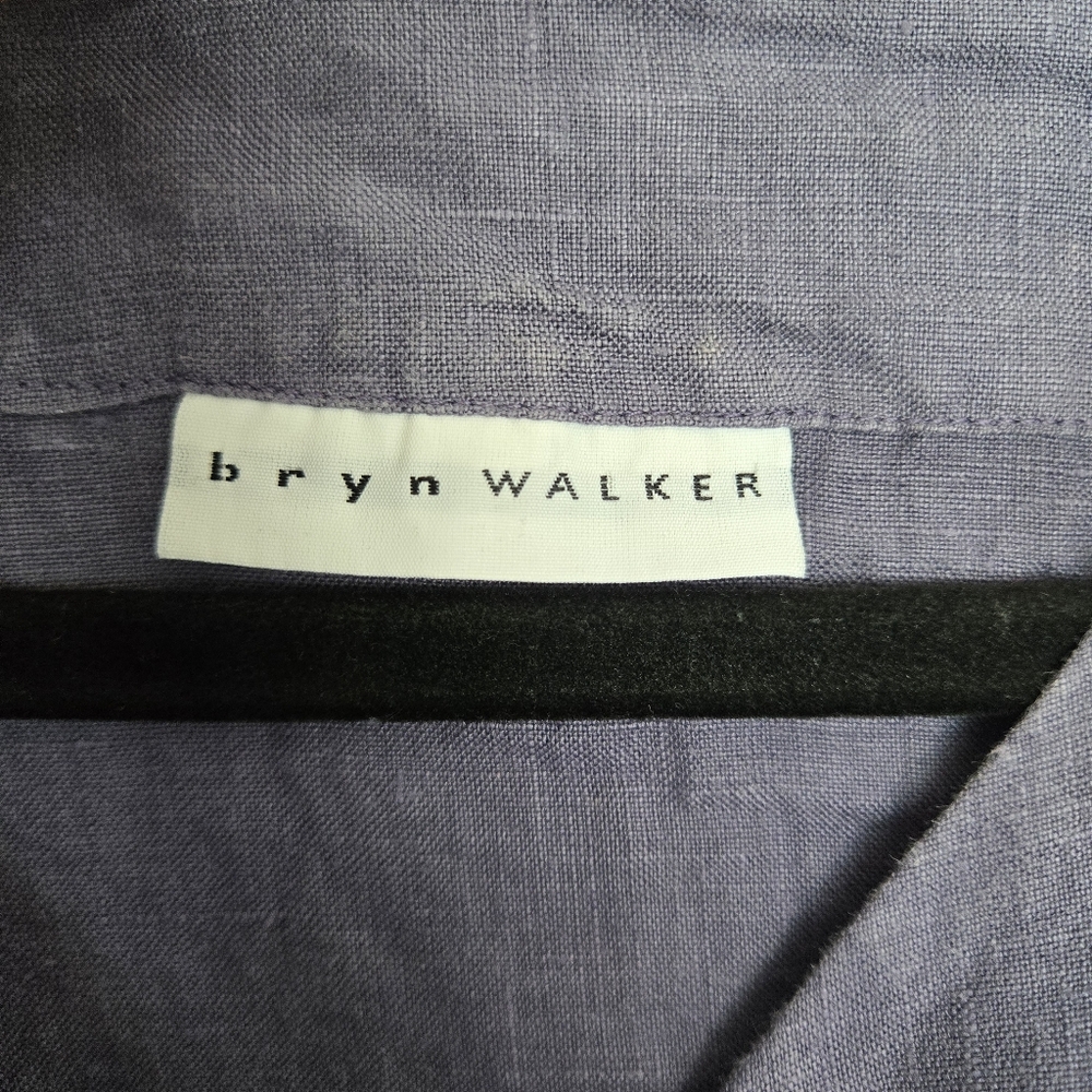Bryn Walker LINEN Asymmetric Sleeveless Wrap Tunic in Lavender Grey - Picture 6 of 15
